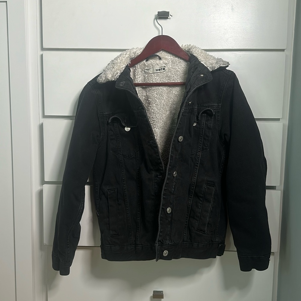 Fur Lined Moto Jean Jacket
